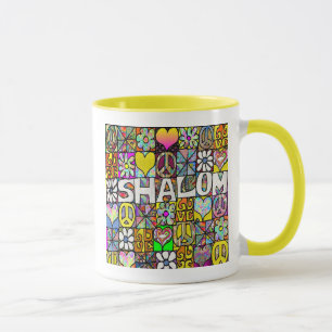 Retro 60er Psychedelic Shalom LIEBE Tasse