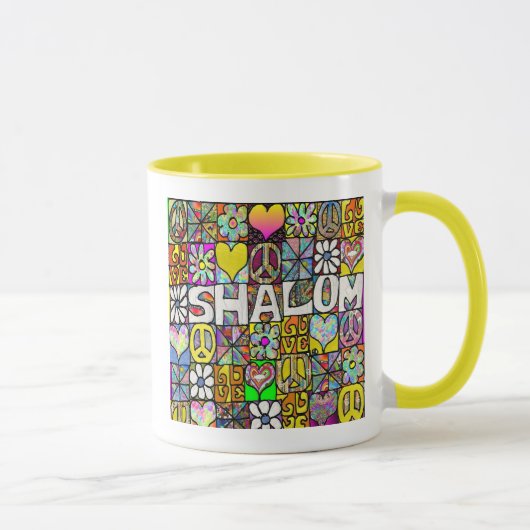 Retro 60er Psychedelic Shalom LIEBE Tasse (Rechts)