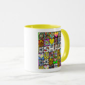 Retro 60er Psychedelic Shalom LIEBE Tasse (VorderseiteRechts)