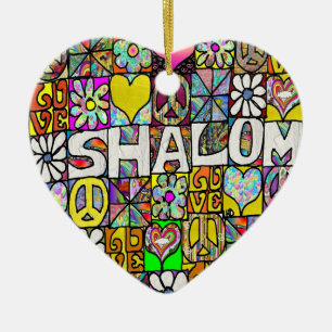 Retro-60er-Psychedelic-Shalom-LOVE-Ornament Keramik Ornament