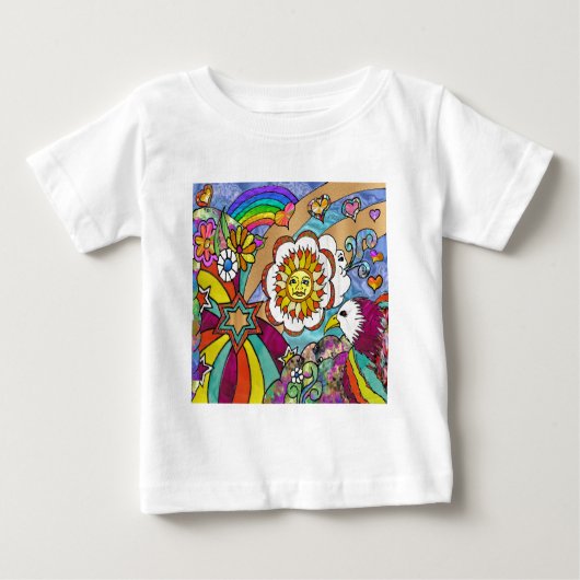Retro 60er Psychedelic Sunshine Eagle Apparel Gesc Baby T-shirt (Vorderseite)