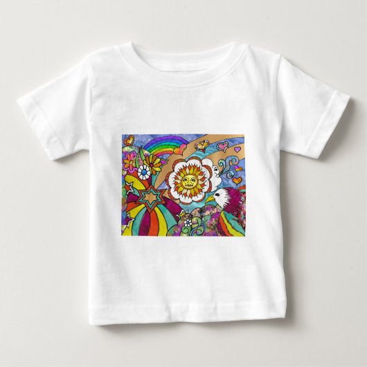Retro 60er Psychedelic Sunshine Eagle Apparel Gesc Baby T-shirt (Vorderseite)