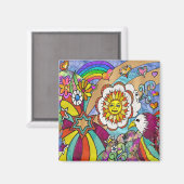 Retro 60er Psychedelic Sunshine Eagle Apparel Gesc Magnet (Vorderseite/Rückseite)