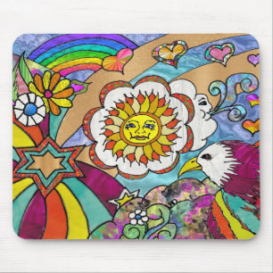 Retro 60er Psychedelic Sunshine Eagle Apparel Gesc Mousepad