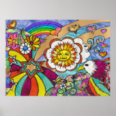 Retro 60er Psychedelic Sunshine Eagle Print Poster (Vorne)