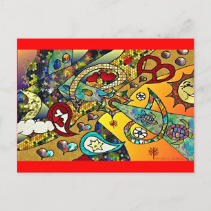 Retro 60er psychedelische Cycle-of-Life-Geschenke Postkarte