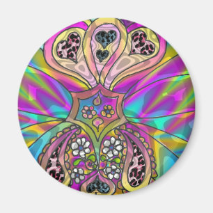 Retro 60er psychedelische Herzen Blumen Geschenke Magnet