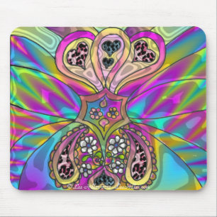Retro 60er psychedelische Herzen Blumen Geschenke Mousepad