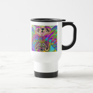 Retro 60er psychedelische Herzen Blumen Geschenke Reisebecher