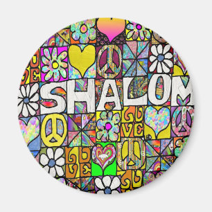 Retro 60er psychedelische Shalom LOVE Bekleidung G Magnet