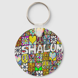 Retro 60er psychedelische Shalom LOVE Bekleidung G Schlüsselanhänger