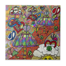 Retro 60er psychedelische Zauberpilze Keramikflies Fliese