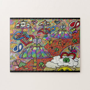 Retro-60er-Psychedelischer-Zauberpilz-Puzzle Puzzle