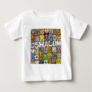 Retro 60er psychedelisches Schalom LIEBE Baby T-shirt