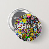 Retro 60er psychedelisches Schalom LIEBE Button (Vorne & Hinten)