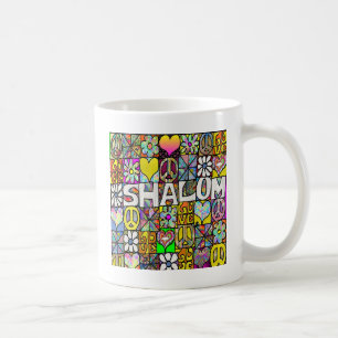 Retro 60er psychedelisches Schalom LIEBE Kaffeetasse