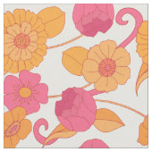 Retro 60er Rosa Orange Hippie Blume Muster Stoff (Nahaufnahme)