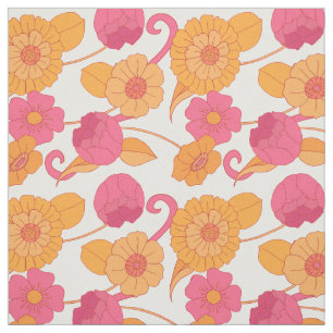 Retro 60er Rosa Orange Hippie Blume Muster Stoff