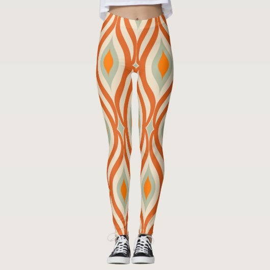 Retro 60er Stil Nahtloses Muster Leggings (Vorderseite)