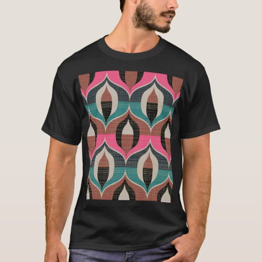 Retro 60er Stil Nahtloses Muster T-Shirt (Vorderseite)