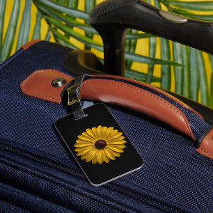 Retro 60er Sunflower Daisy Blume Fashion Black Gepäckanhänger