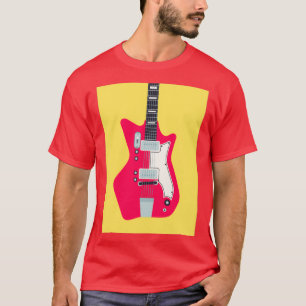 Retro 60er Surf Rock Elektrische Gitarre Gelb T-Shirt