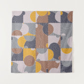Retro 60er Tiles: Farbiges geometrisches Muster Wandteppich (Vorderseite (Horizontal))