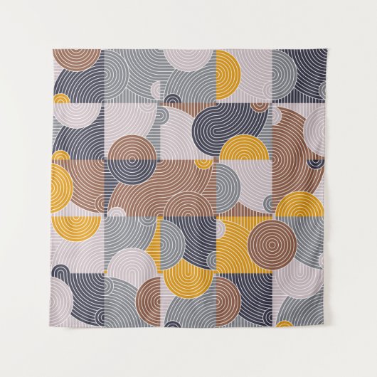 Retro 60er Tiles: Farbiges geometrisches Muster Wandteppich (Vorderseite)