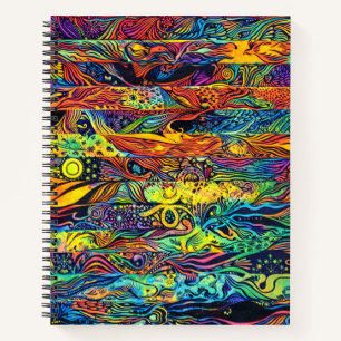 Retro 60er US-amerikanische Flagge psychedelische Notizblock