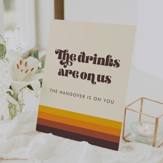 Retro 60er Vintag Mitte Jahrhundert Hochzeit Open  Sockelschild