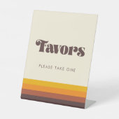 Retro 60er Vintag Mitte Jahrhunderts Gastgeschenke Sockelschild (Vorderseite)