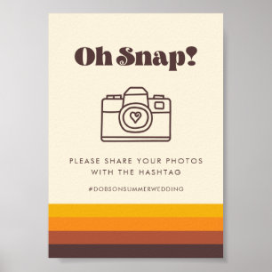 Retro 60er Vintag Oh Snap Wedding Hashtag Zeichen Poster