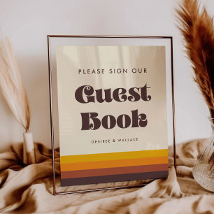 Retro 60er Vintag Unterschreiben Sie unser Gästebu Poster