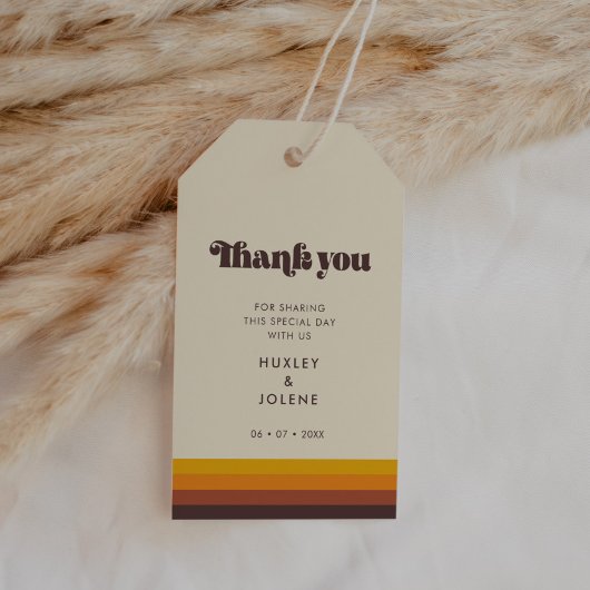 Retro 60er Vintage Farben Hochzeit Geschenkanhänger