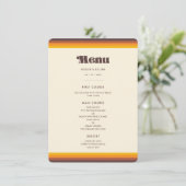 Retro 60er Vintage Farben Hochzeit Menükarte (Stehend Vorderseite)