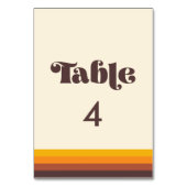 Retro 60er Vintage Farben Hochzeit Tischnummer (Rückseite)