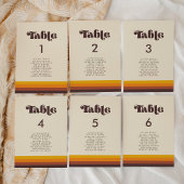 Retro 60er Vintage Farbkarten Sitzkarten Tischnummer