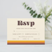 Retro 60er Vintage RSVP Karte mit Wahlmöglichkeit (Stehend Vorderseite)