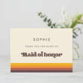 Retro 60er Vintage Trauzeugin Danke Karte (Stehend Vorderseite)