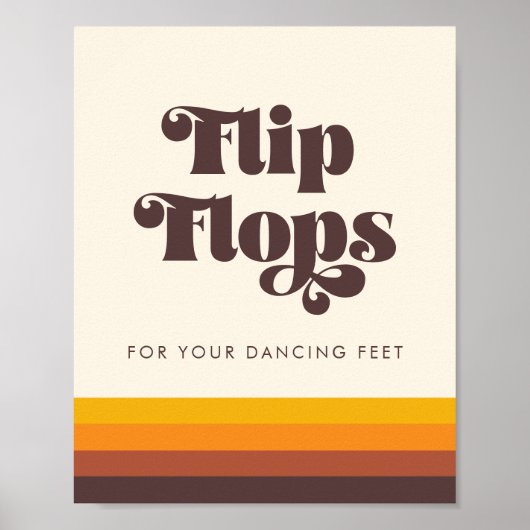 Retro 60er Vintage Wedding Flip Flops Sign Poster (Vorne)