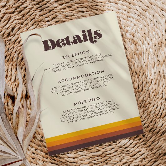 Retro 60er Vintage Wedding Guest Information Begleitkarte