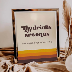 Retro 60er Vintage Wedding Open Bar sign Poster