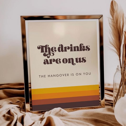 Retro 60er Vintage Wedding Open Bar sign Poster