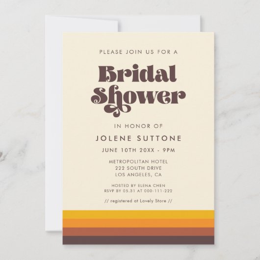 Retro 60er Vintages Brautparty Einladung (Vorderseite)