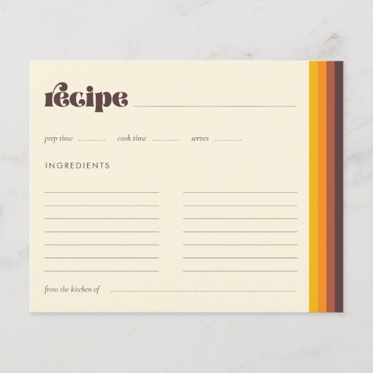 Retro 60er Vintages Brautparty Rezept Karte (Vorderseite)