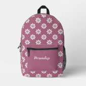 Retro 60er White Daisy Floral Lila iPersonalized Bedruckter Rucksack (Vorderseite)