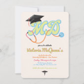 Retro 60's 70's Doctor MD Abschluss Einladung (Vorderseite)