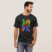 Retro 60's 70's Flower Power Hippy Groovy Love Pea T-Shirt (Vorne ganz)