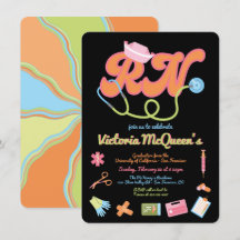 Retro 60's 70's Nurse Abschluss Einladung