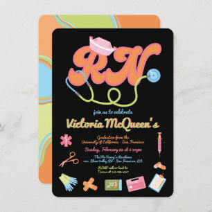 Retro 60's 70's Nurse Abschluss Einladung